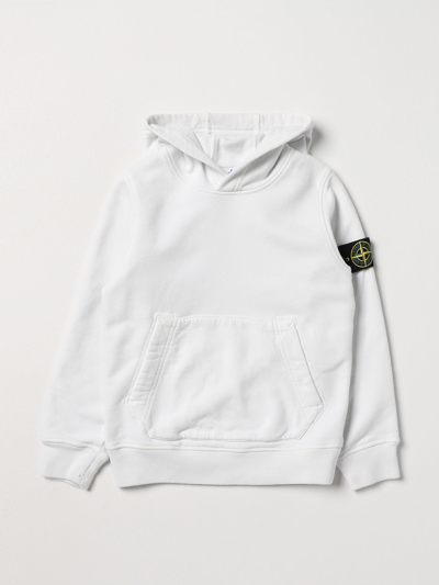 Shop Stone Island Junior Cotton Sweatshirt In White