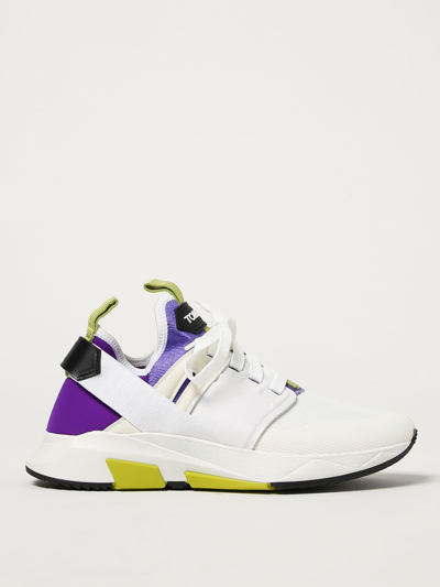 Shop Tom Ford Sneakers In Mesh And Leather In Violet