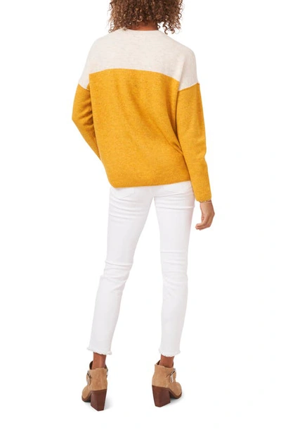 Shop Vince Camuto Extended Shoulder Colorblock Sweater In Amber