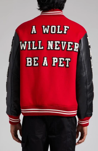 Shop Undercover Balance Wool Blend Varsity Jacket In Red