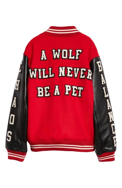 Shop Undercover Balance Wool Blend Varsity Jacket In Red