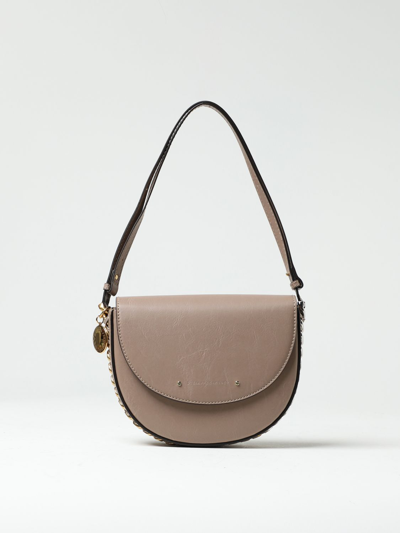 Shop Stella Mccartney Flap Bag In Synthetic Leather With Chain Detail In Sand