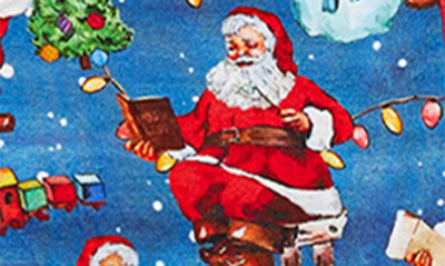 Shop Posh Peanut Kids' Santa Clause Zip Fitted Footie Pajamas In Blue