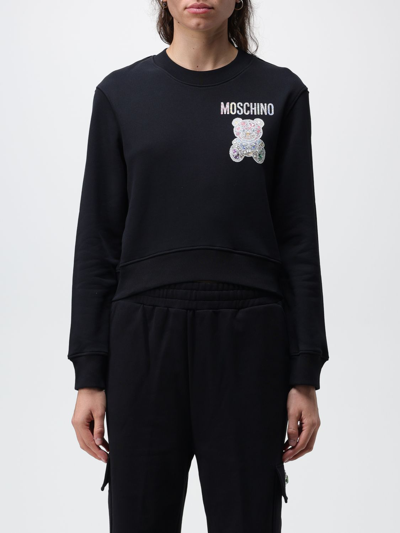 Moschino Jersey Sweatshirt With Logo In Black