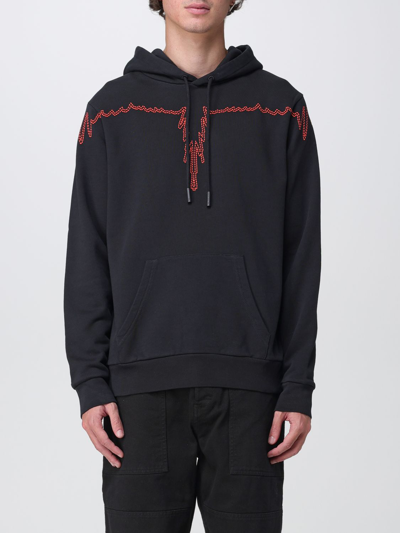 Marcelo Burlon County Of Milan Stitch Wings Cotton Hoodie In Black
