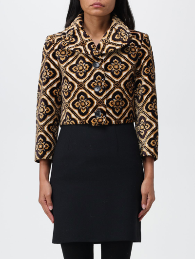 Etro Tapestry Patterned Cropped Velvet Jacket In Multicolor