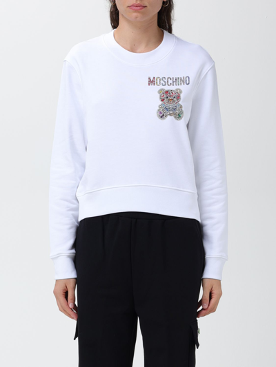 Shop Moschino Couture Jersey Sweatshirt With Logo In White