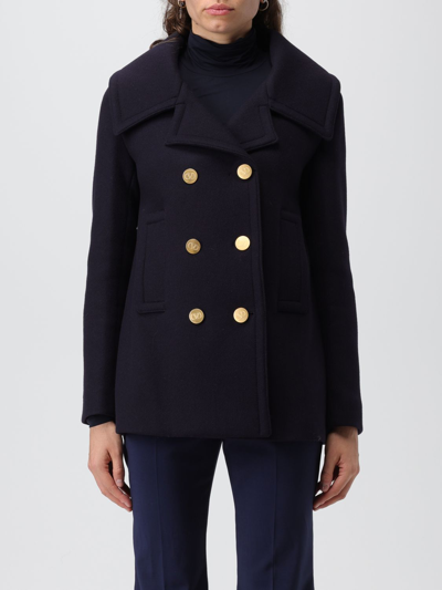 Shop Valentino T Double-breasted Coat In Blue