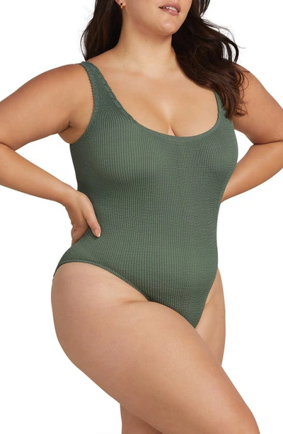Shop Artesands Kahlo Arte Eco Crinkle A–g Cup One-piece Swimsuit In Sage Green