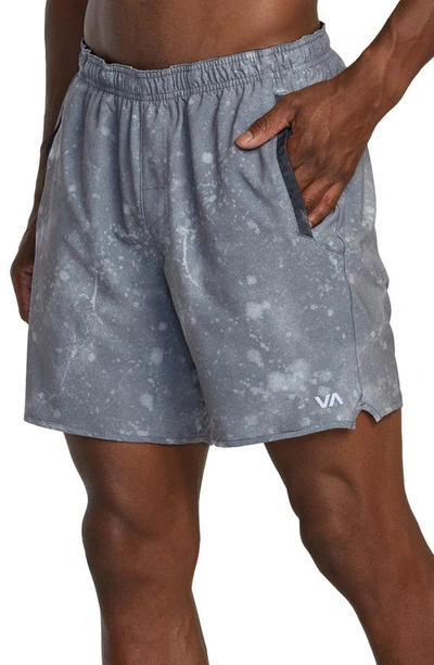 Shop Rvca Yogger Stretch Athletic Shorts In Smoke Bleach