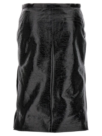 Shop Courrèges 'double Slit Vinyl' Skirt In Black