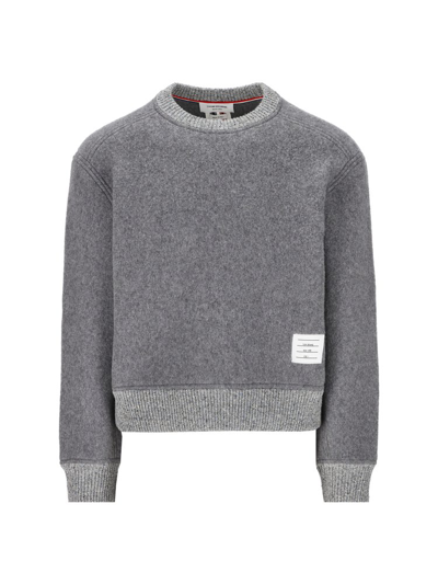 Shop Thom Browne Crewneck Knitted Jumper In Grey