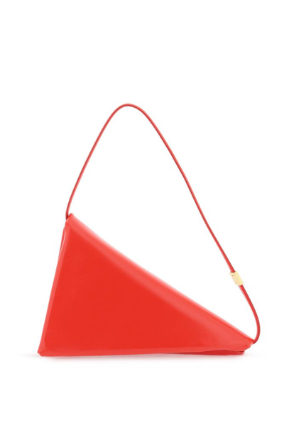 Shop Marni Triangle Foldover Shoulder Bag In Orange