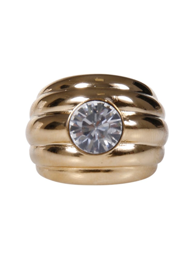 Shop Amina Muaddi Embellished Jahleel Ring In Gold