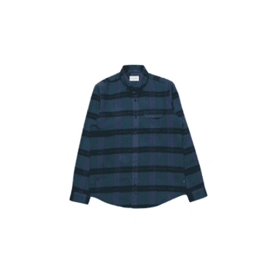 Shop Far Afield Larry Ls Check Shirt In Meteorite Black/insignia Blue From