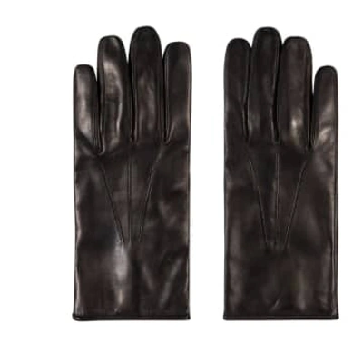 Shop Paul Smith Menswear Signature Stripe Leather Glove In Black