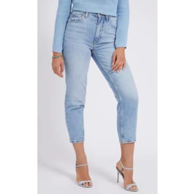 Shop Guess Authentic Light Mom Jeans In Blue