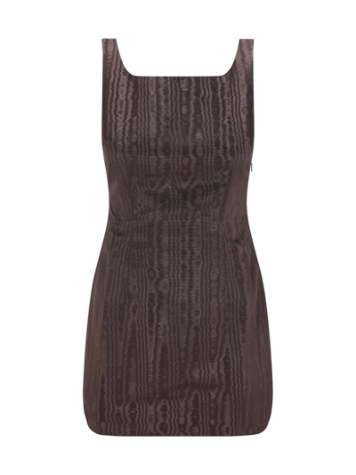 Shop Marine Serre Geometric Neck Mini Sleeveless Dress In Brown