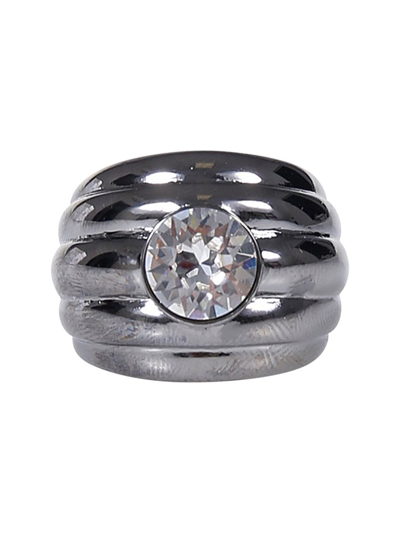 Shop Amina Muaddi Embellished Jahleel Ring In Silver