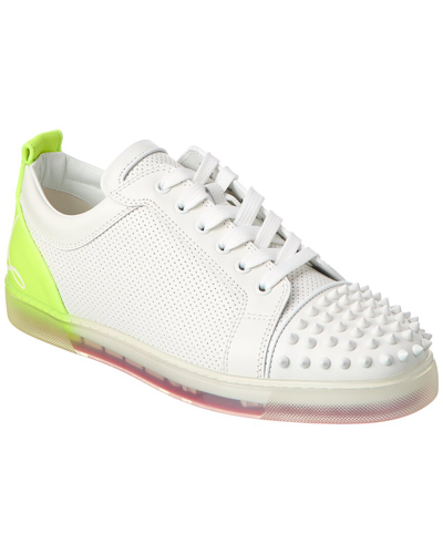 Shop Christian Louboutin Fun Louis Junior Spikes Leather Sneaker In White