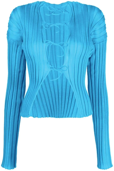 Shop A. Roege Hove Katrine Cardigan With String Closure In Blue