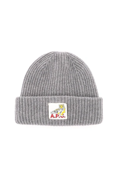 Shop Apc Chinese New Year Wool Beanie Hat In Grey