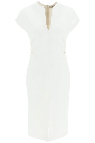 Shop Agnona Wool Crepe Sheath Dress In White