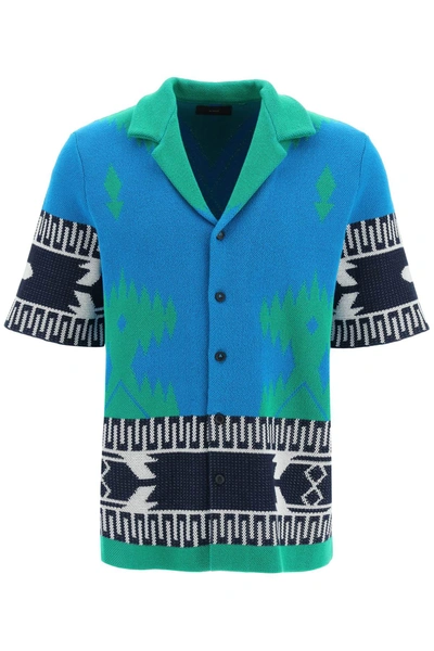 Shop Alanui Jacquard Cotton Short Sleeve Icon Shirt In Multicolor