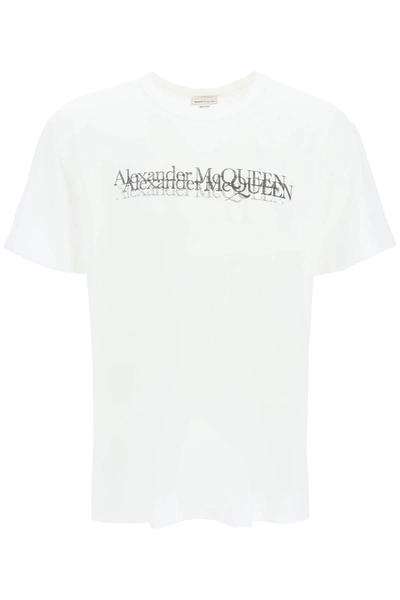 Shop Alexander Mcqueen Mcqueen Logo Stamp T-shirt In White