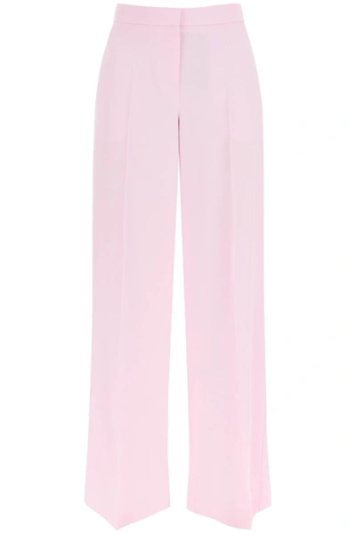 Shop Alexander Mcqueen Wide Leg Trousers In Light Wool In Pink
