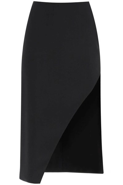 Shop Alexander Mcqueen Wool And Mohair Pencil Skirt With Asymmetric Slit In Black