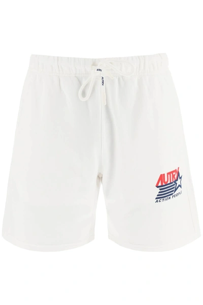 Shop Autry Printed Jersey Bermuda Shorts In White