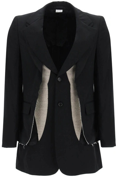 Shop Comme Des Garçons Homme Deux Layered Cut-out Jacket In Black