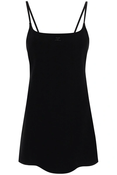 Shop Courrèges Crepe Mini Dress In Black