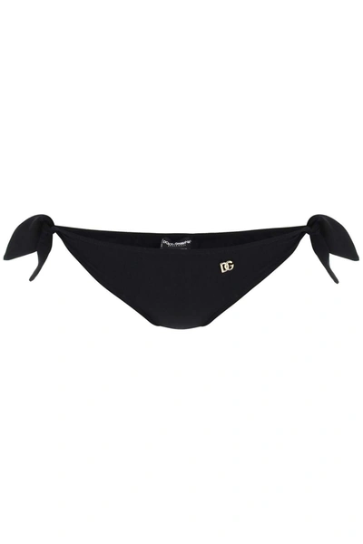 Shop Dolce & Gabbana Bikini Bottom With Dg Detail In Black