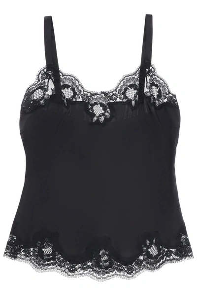 Shop Dolce & Gabbana Cami Top In Satin In Black