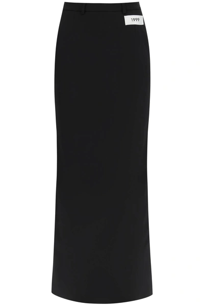 Shop Dolce & Gabbana Cady Maxi Skirt With Slit In Black