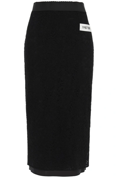 Shop Dolce & Gabbana Lace Pencil Skirt In Black