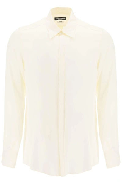 Shop Dolce & Gabbana Satin 'martini' Shirt In White