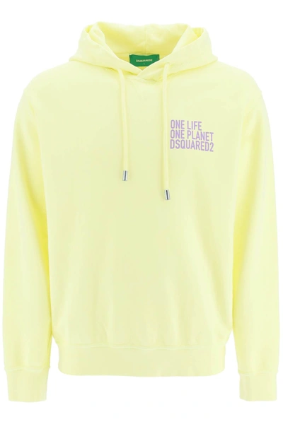 Shop Dsquared2 One Life One Planet Hoodie In Yellow