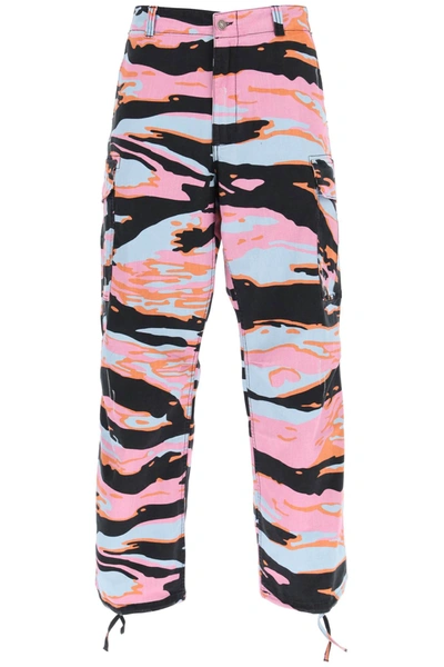 Shop Erl Camouflage Cargo Pants In Multicolor
