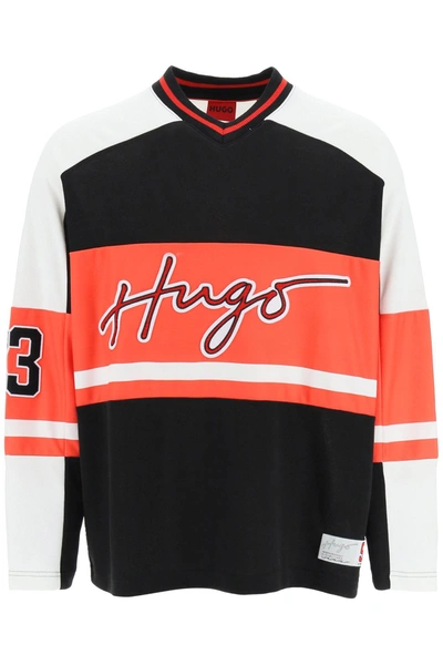 Shop Hugo Dalado Mesh Hockey Sweatshirt In Multicolor