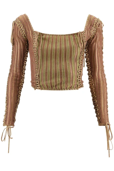 Shop Isa Boulder Cropped Knit Top With Strings In Multicolor