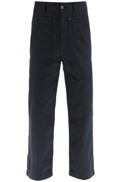 Shop Isabel Marant 'perel' Cotton And Linen Pants In Blue
