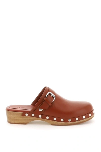 Shop Isabel Marant 'thalie' Leather Clogs In Brown