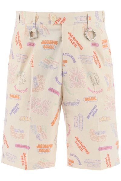 Shop Jacquemus All-over Logo Lettering Shorts In Multicolor