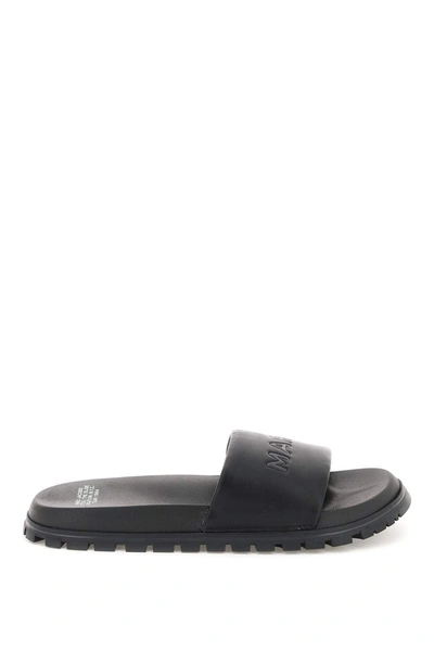 Shop Marc Jacobs Leather Slides In Black