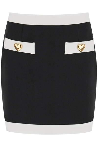 Shop Moschino Mini Skirt With Heart-shaped Buttons In Multicolor
