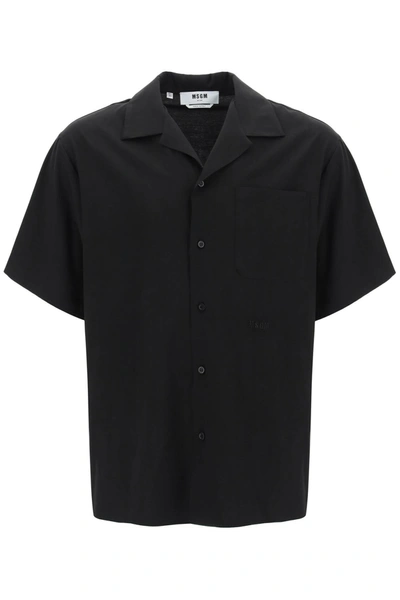 Shop Msgm Short-sleeved Viscose Shirt In Khaki