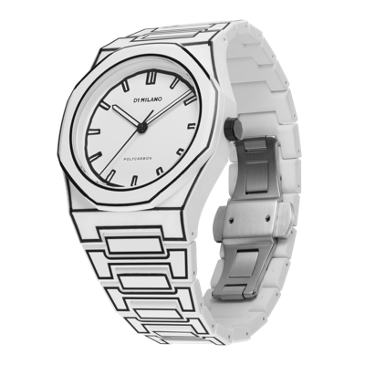 D1 Milano Polycarbon White Sketch Polycarbonate Quartz Watch